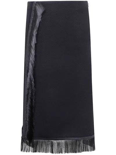 Jil Sander Asymmetric Fringe Midi Skirt In Black