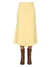 Jil Sander Flared Wool Skirt With Discreet Zipper Closure In Yellow
