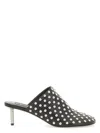 Jil Sander Black Mules With Low Heel And All-over Stud Embellishments In Leather Woman In Black