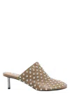Jil Sander Studded Mule With 50mm Kitten Heel In Brown