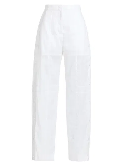Jil Sander Paneled Cotton-voile Wide-leg Pants In White