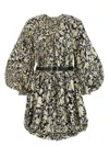 Jil Sander Printed Taffeta Mini Dress W/belt