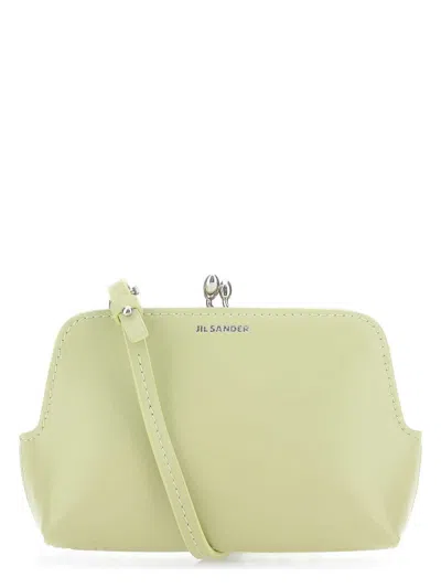 Jil Sander Pastel Green Leather Micro Goji Crossbody Bag In 330