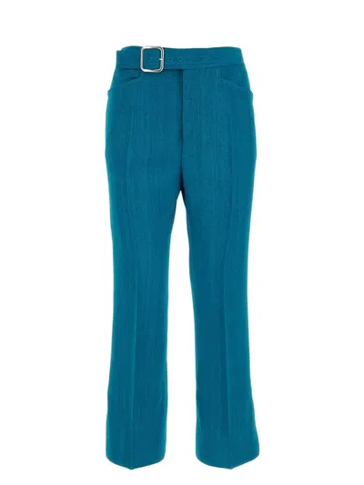 JIL SANDER WOMEN'S PETROL BLUE VISCOSE BLEND PANT