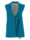 Jil Sander Petrol Blue Viscose Blend Vest