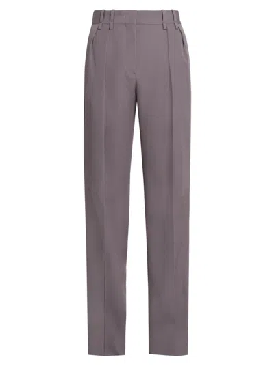 Jil Sander Women's Pleat-front Wool Gabardine Trousers In Purple