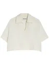 Jil Sander Ivory Viscose Blend Oversize Polo Shirt In White
