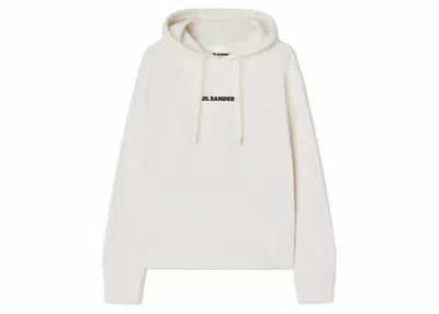 Pre-owned Jil Sander Women's Printed Logo Hoodie In Cream