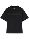 Jil Sander Round Neck Black Cotton T-shirt With Tonal Logo Print In Black