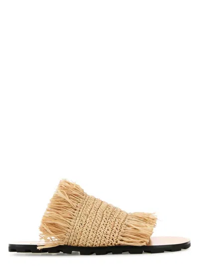 JIL SANDER WOMEN'S RAFFIA SLIPPERS SANDAL