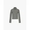 Jil Sander T-shirt In Lana A Collo Alto Con Stampa A Righe In Raven
