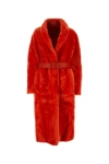 Jil Sander Red Shearling Coat In Red