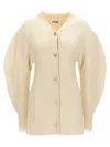Jil Sander Long Ribbed Wool Cardigan In Yellow