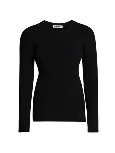 Jil Sander Women's Rib-knit Crewneck Sweater In Black