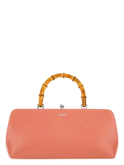 JIL SANDER WOMEN'S SALMON LEATHER SMALL GOJI BAMBOO HANDBAG