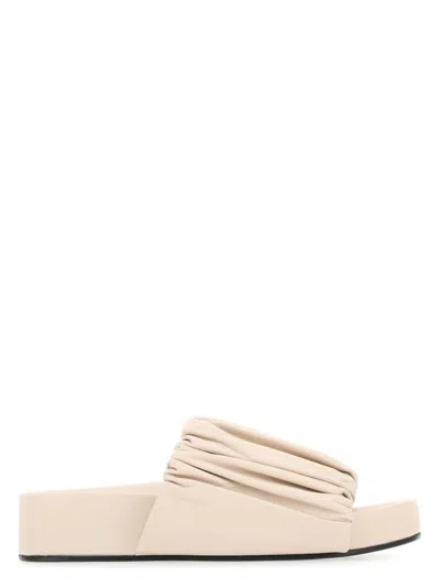 JIL SANDER WOMEN'S SAND LEATHER SLIPPERS SANDAL