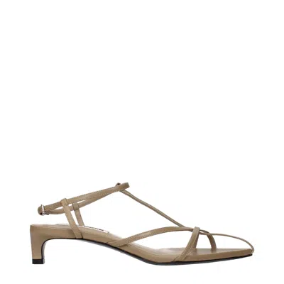 Jil Sander Women's Sandals Of Beige Or Silk In Brown