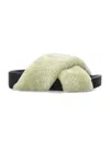 Jil Sander Shearling Cross-over Sandals In Utility