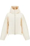 Jil Sander Short Down Jacket In Habotai Silk Blend In Neutro