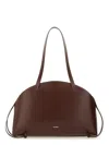 Jil Sander 'curve Medium' Brown Shoulder Bag With Embossed Logo On The Front And Curved Design In Brown