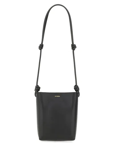 Jil Sander Medium Tangle Lizard-embossed Crossbody Bag In Black