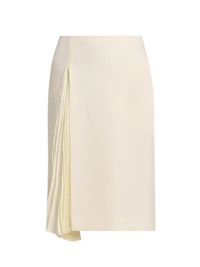 Jil Sander Women's Side-pleat Wool Sable Pencil Skirt In White