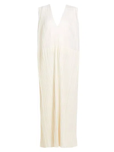 Jil Sander Women's Silk Pleated Maxi-dress In Coconut