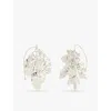 JIL SANDER WOMENS SILVER LEAF SHAPE HANDCRAFTED BRASS EARRINGS