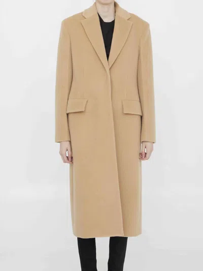 Jil Sander Women Single-breasted Wool Coat In Brown
