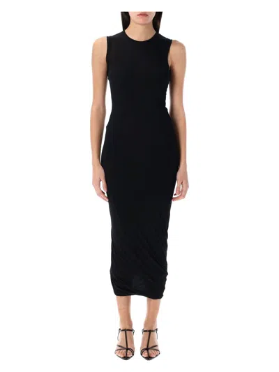 Jil Sander Sleeveless Crew Neck Midi Dress Stretch Fabric In Black