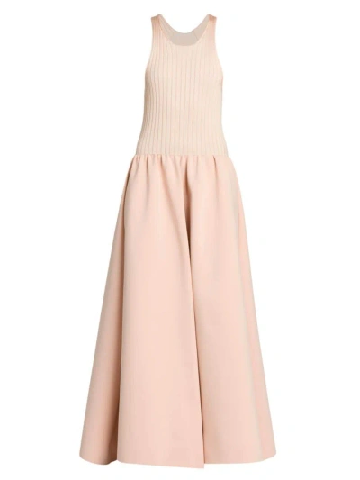 Jil Sander Women's Sleeveless Ribbed Maxi Dress In Peach Opal