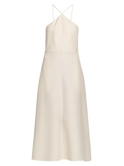 Jil Sander Women's Sleeveless Silk-wool A-line Midi-dress In Neutral