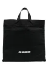 Jil Sander Black Canvas Shopping Bag In Black