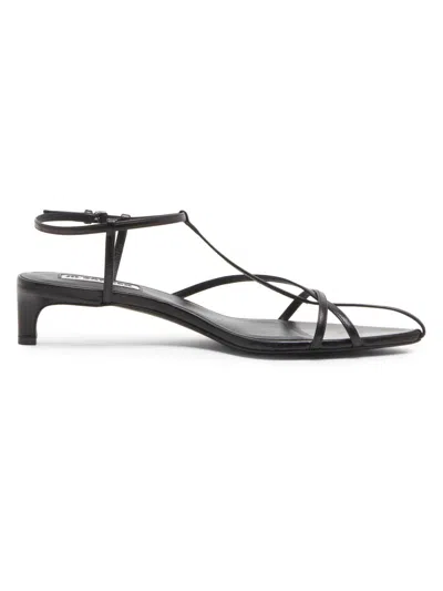 Jil Sander Women's Strappy 35mm Leather Kitten Heel Sandals In Black