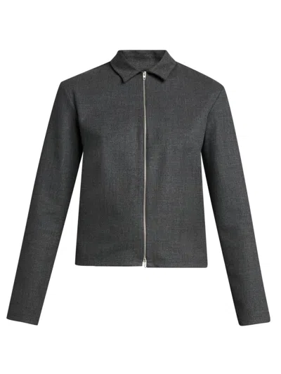 Jil Sander Women's Stretch-wool Zip-front Shirt In Black