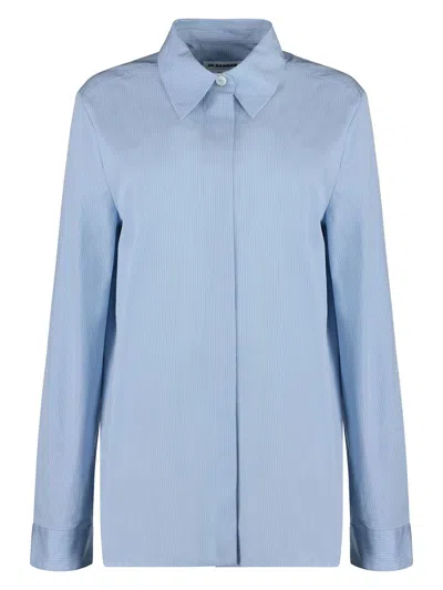 Jil Sander Women's Striped Cotton Shirt In Light Blue