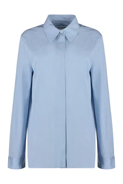 Jil Sander Striped Cotton Shirt In Blue