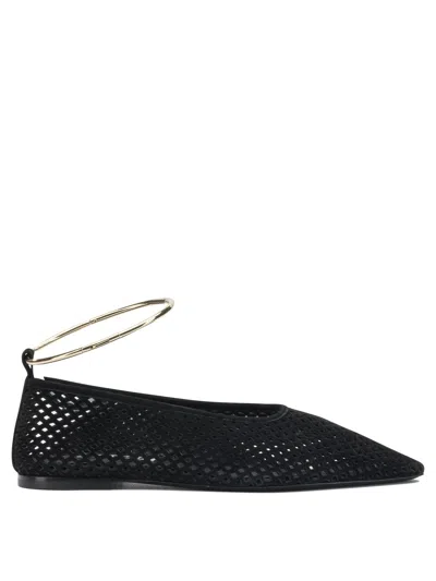 Jil Sander Women Suede Perforated Ballet Flats In Black