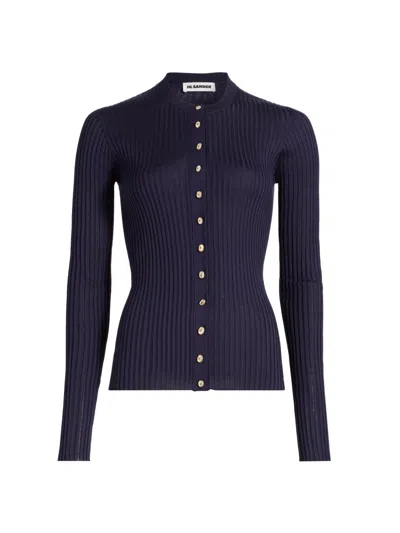 Jil Sander Women's Superfine Seamless Silk Rib-knit Cardigan In Black