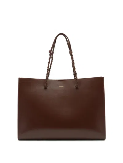Jil Sander Women's Tangle East-west Leather Shopper Tote Bag In Brown