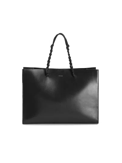 Jil Sander Women's Tangle Leather Shopping Tote Bag In Black