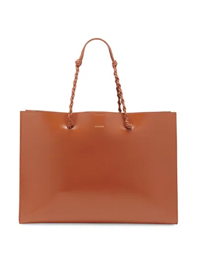 Jil Sander Women's Tangle Leather Shopping Tote Bag In Brown