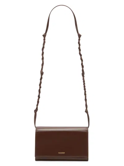 Jil Sander Women's Tangle Leather Wallet-on-strap In Brown
