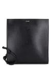 Jil Sander Engraved-logo Leather Shoulder Bag In Black