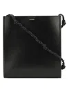 Jil Sander Black Leather Medium Tangle Shoulder Bag In Black