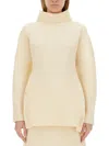 Jil Sander Ribbed Turtleneck Shirt With Oversized Silhouette In Cream