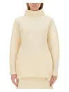 Jil Sander Ribbed Turtleneck Shirt With Oversized Silhouette In Ivory