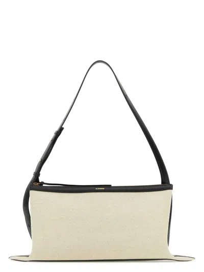 JIL SANDER WOMEN'S TWO-TONE CANVAS AND LEATHER MEDIUM EMPIRE SHOULDER BAG | J07WD0052P4918 COLOR 280