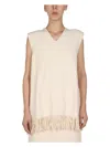 Jil Sander Fringed V-neck Top In Powder