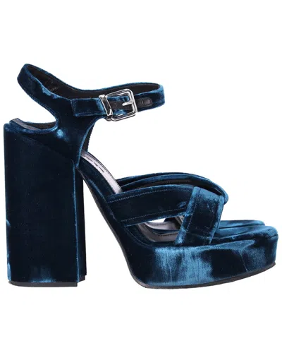 Jil Sander Chunky Sandal Heels In Blue Velvet